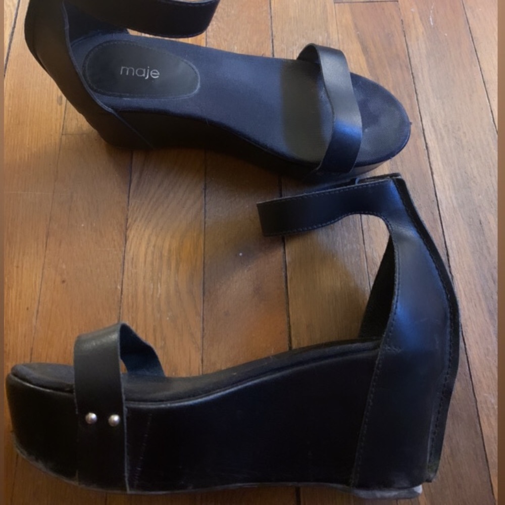 Maje black platform sandals
